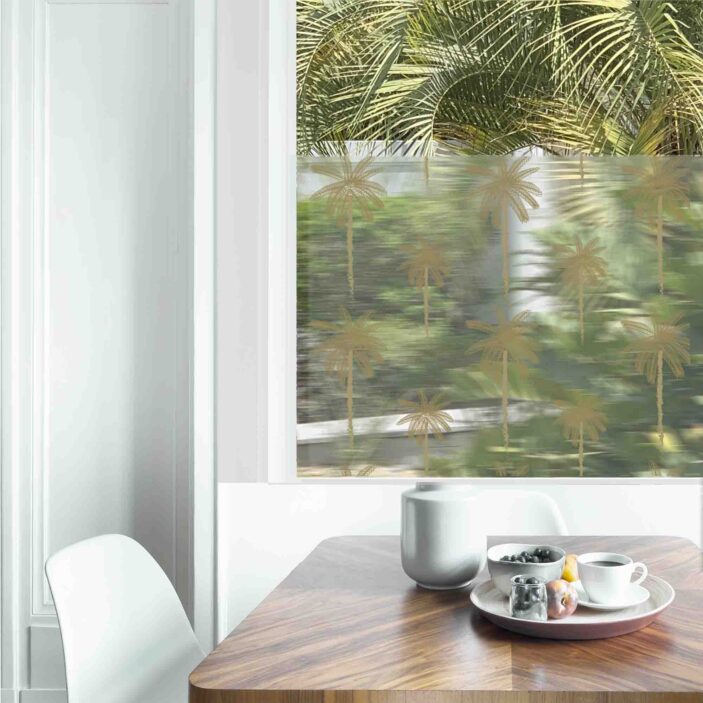 Dining table with fresh flowers and breakfast tray with coffee c Dining table with fresh flowers and breakfast tray with coffee c