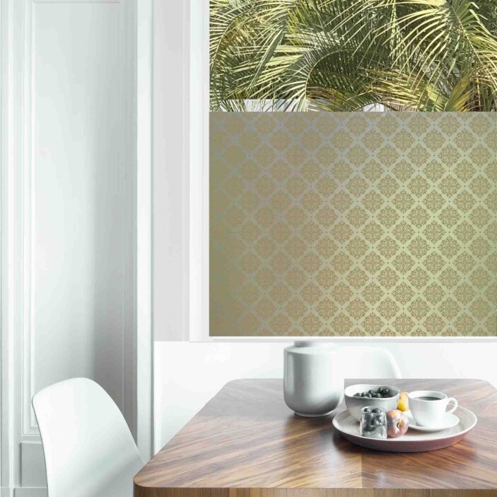 Dining table with fresh flowers and breakfast tray with coffee c Dining table with fresh flowers and breakfast tray with coffee c