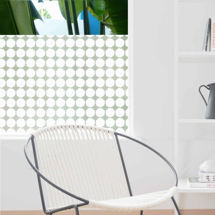 rows of fluffy edged large dots on privacy window film